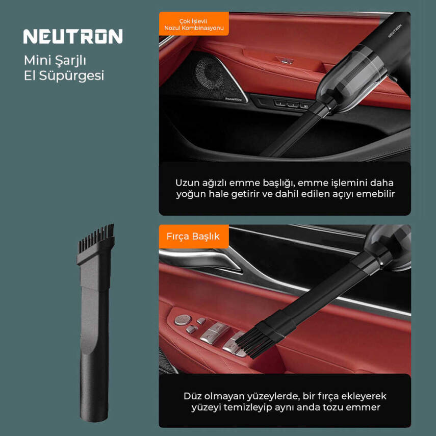 Neutron Şarjlı Mini Araç İçi El Süpürgesi - 5