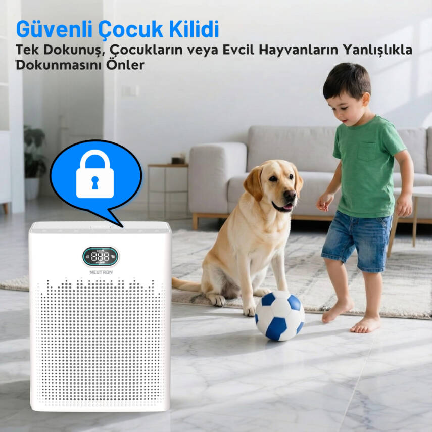 NEUTRON Hepa 13 Filtreli Hava Temizleyici, 3 Katmanlı Filtre, Akıllı Hava Temizleme Cihazı - 5