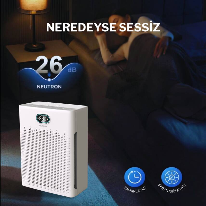 NEUTRON Hepa 13 Filtreli Hava Temizleyici, 3 Katmanlı Filtre, Akıllı Hava Temizleme Cihazı - 4