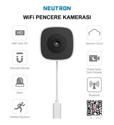 Neutron Manyetik Yapışkanlı 3MP Kablosuz Pencere Kamerası - 1