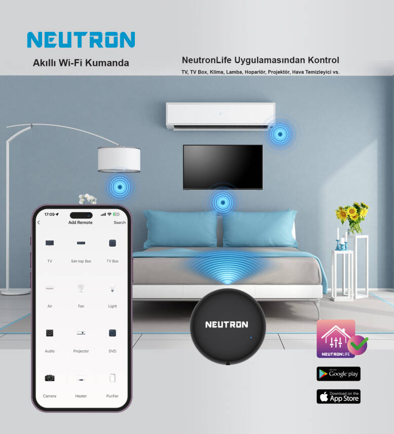 Neutron Akıllı Wifi Kumanda, Tüm Cihazları Telefondan Yönetme - 2