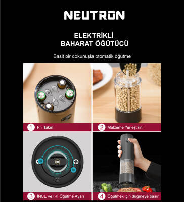 Neutron Dıştan Öğütme Ayarlı Elektrikli Tuz/Baharat Öğütücü Tekli - 3