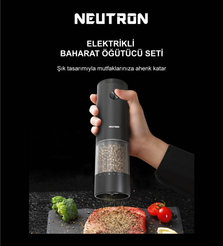 Neutron Dıştan Öğütme Ayarlı Elektrikli Tuz/Baharat Öğütücü İkili - 2