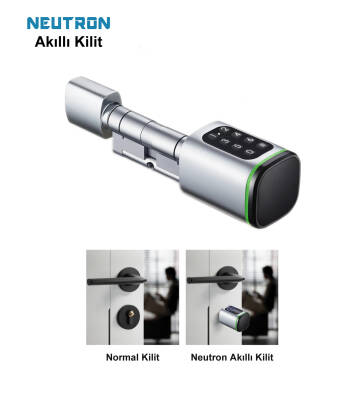 Neutron Akıllı Kapı Kilidi Gri, Parmak izi, Anahtar, Kart, Şifre - 3