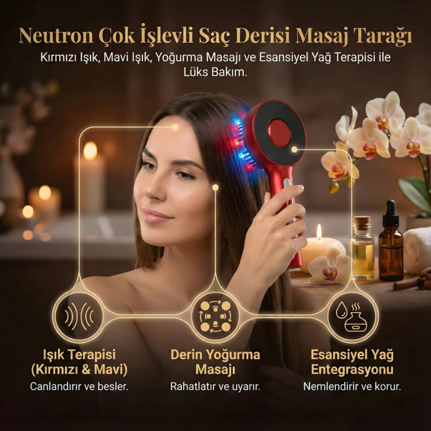 NEUTRON Şarjlı Saç Masaj ve Bakım Tarağı, Taşınabilir Şarj Edilebilir Saç Derisi Tarağı - 6