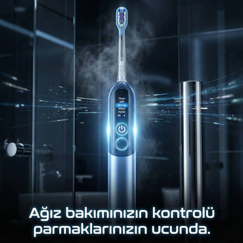 NEUTRON Şarjlı Sonik Diş Fırçası, Dijital Ekranlı Şarjlı Diş Fırçası (Silver) - 2