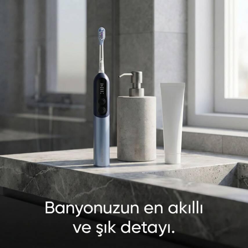 NEUTRON Şarjlı Sonik Diş Fırçası, Dijital Ekranlı Şarjlı Diş Fırçası (Silver) - 3