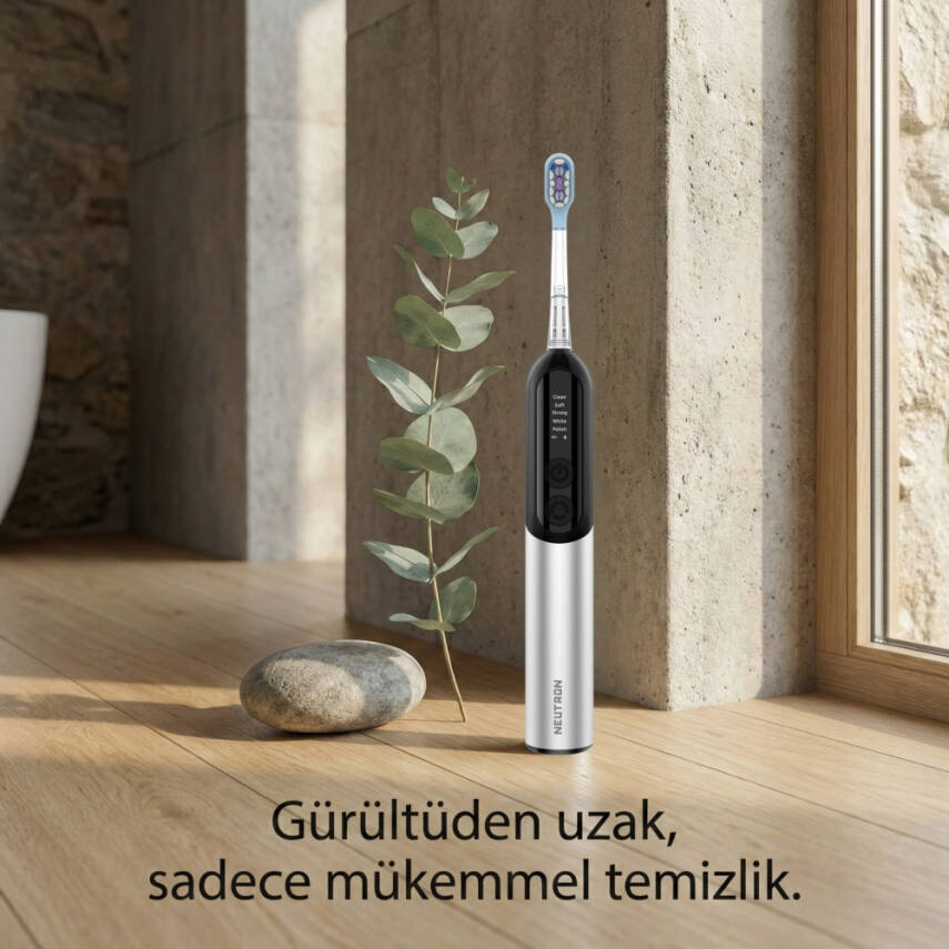 NEUTRON Şarjlı Sonik Diş Fırçası, Dijital Ekranlı Şarjlı Diş Fırçası (Siyah) - 4