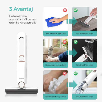 Neutron Taşınabilir Mini Mop Temizlik Paspası ve Cam Silme Aparatı - 3